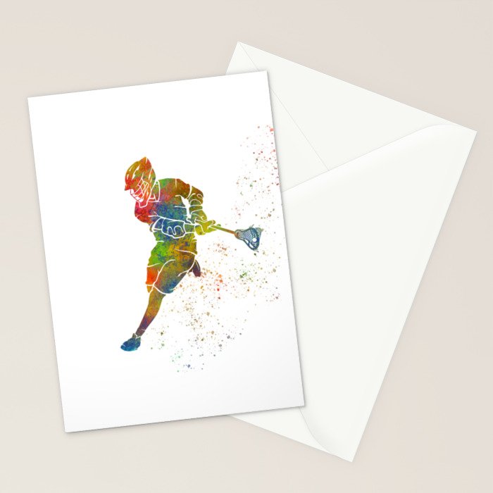 Lacrosse in watercolor Stationery Card Gallery Image 2