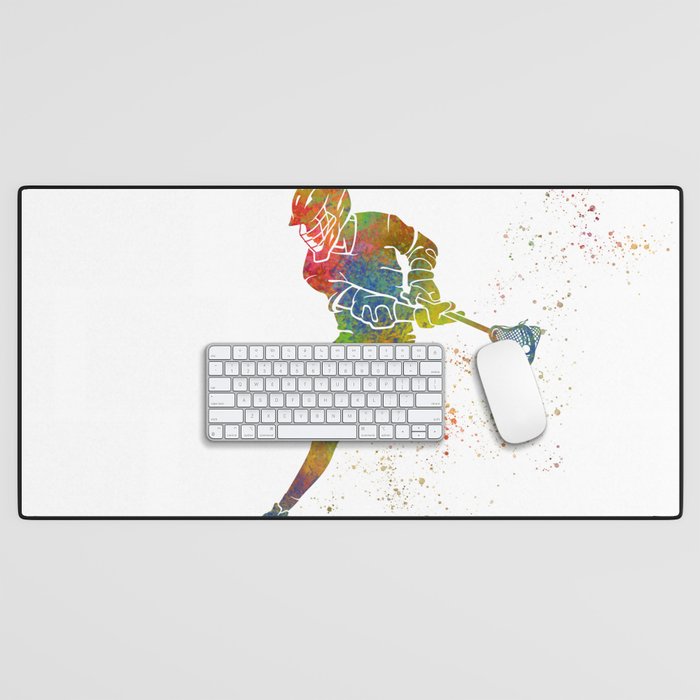 Lacrosse in watercolor Desk Mat Gallery Image 1
