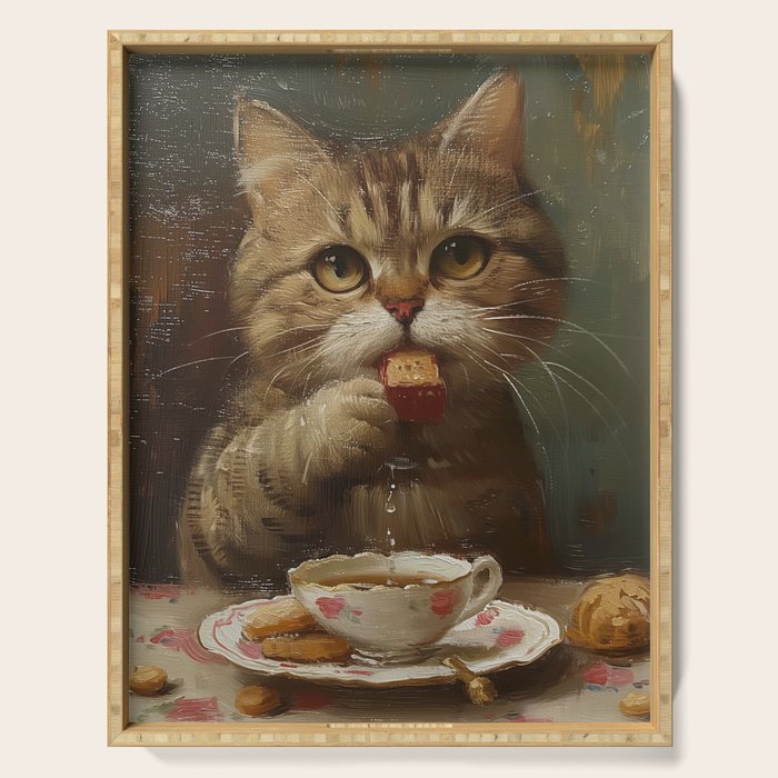 Tea Time Cat V Serving Tray Gallery Image 1