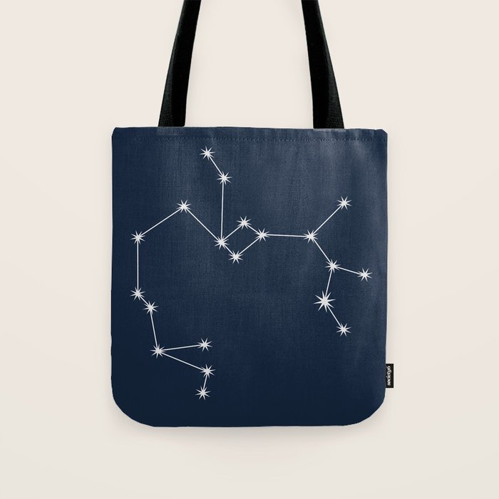 Sagittarius Zodiac Star Constellation Line Art Dark Blue Tote Bag Gallery Image 1