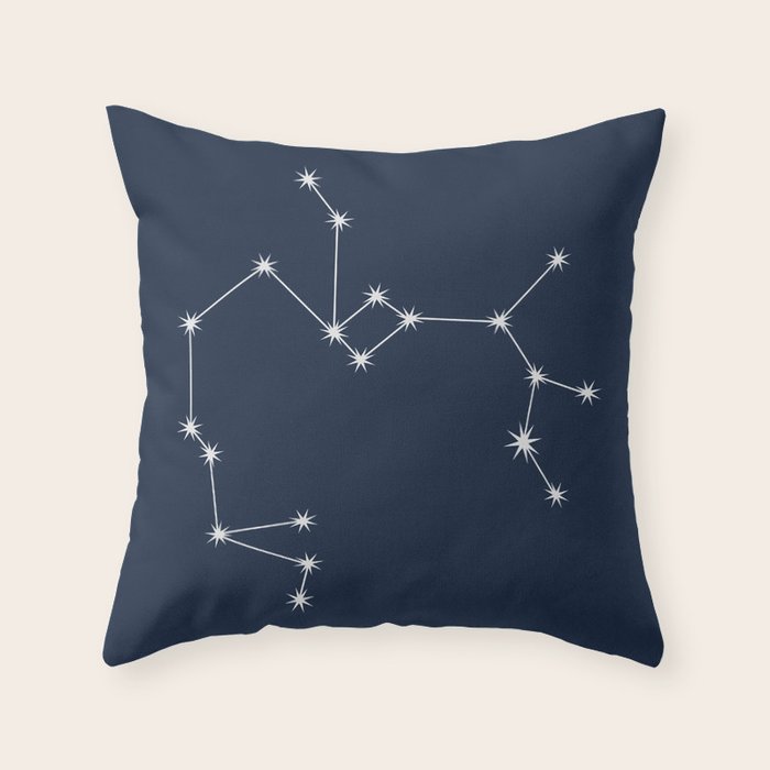 Sagittarius Zodiac Star Constellation Line Art Dark Blue Throw Pillow Gallery Image 6