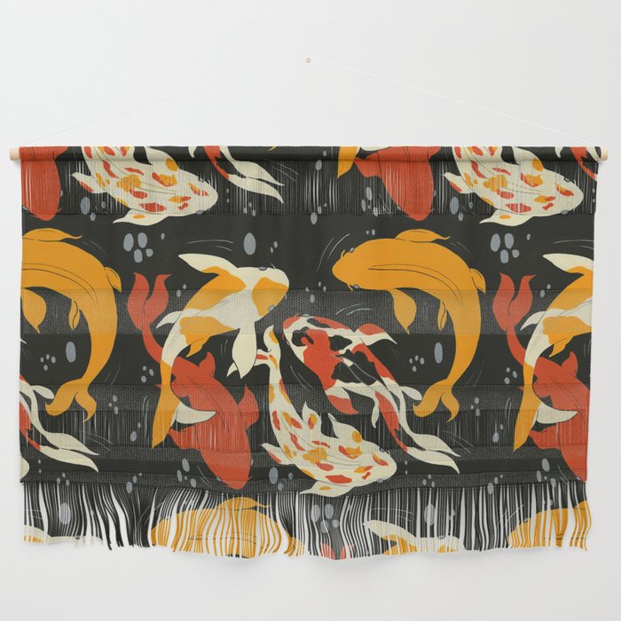 Koi in Black Water Wall Hanging Gallery Image 1