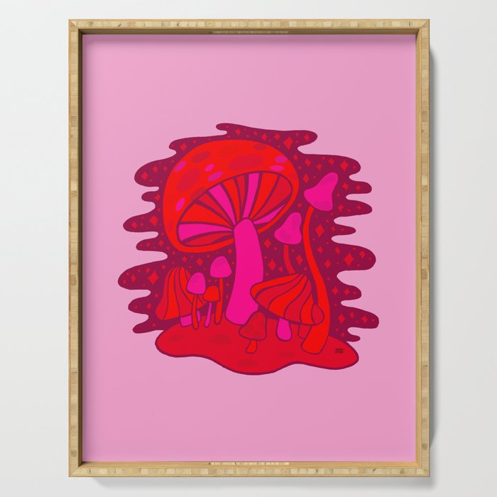 Pink Mushrooms Serving Tray Gallery Image 1