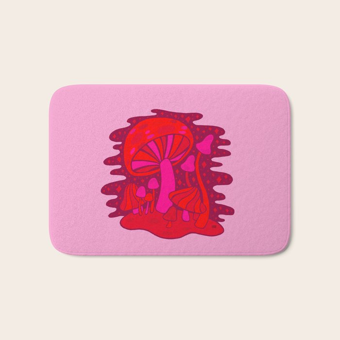 Pink Mushrooms Bath Mat Gallery Image 1