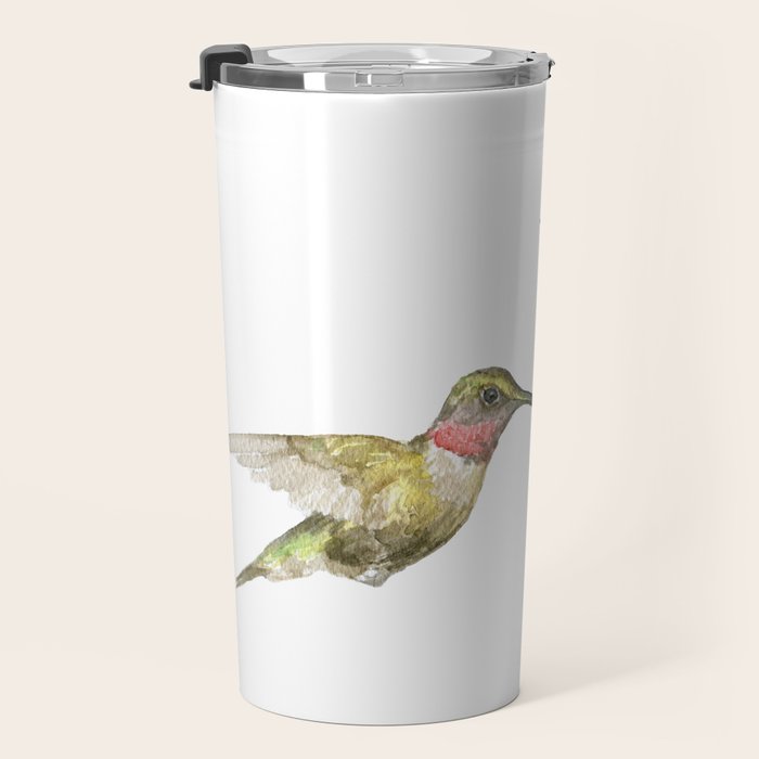 Ruby Throated Hummingbird Watercolor Travel Mug Gallery Image 3