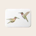 Ruby Throated Hummingbird Watercolor Bath Mat Gallery Image 1