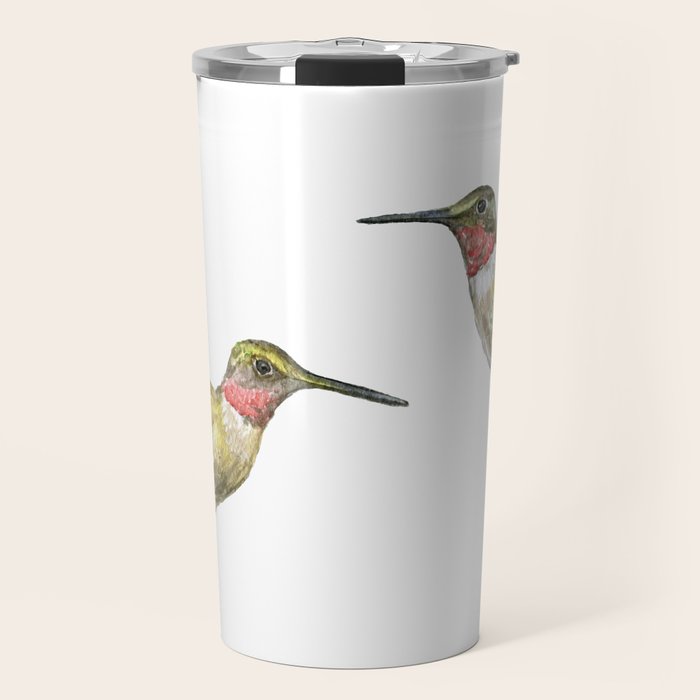 Ruby Throated Hummingbird Watercolor Travel Mug Gallery Image 1