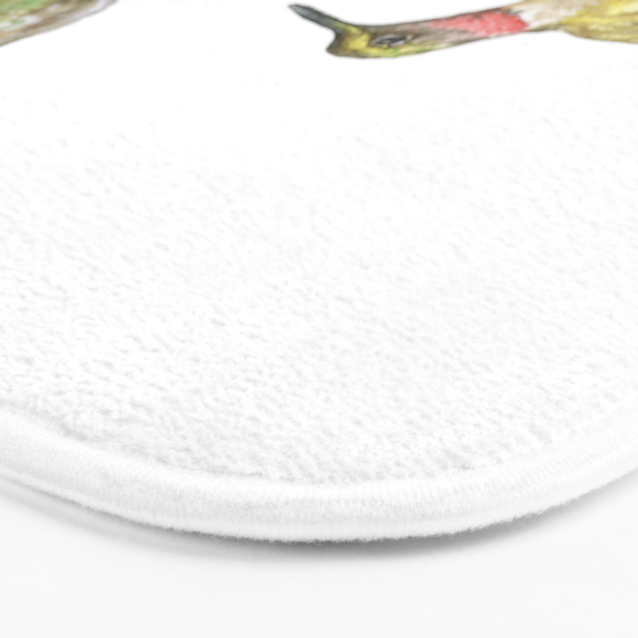 Ruby Throated Hummingbird Watercolor Bath Mat Gallery Image 3