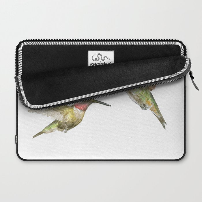 Ruby Throated Hummingbird Watercolor Laptop Sleeve Gallery Image 2