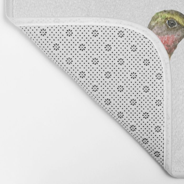 Ruby Throated Hummingbird Watercolor Bath Mat Gallery Image 2
