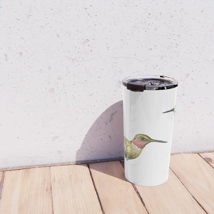 Ruby Throated Hummingbird Watercolor Travel Mug Gallery Image 4