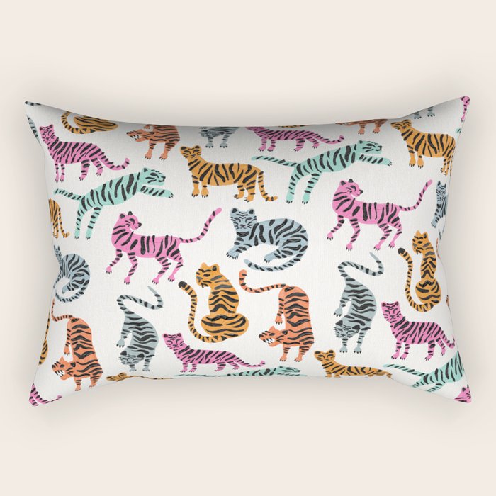 Tiger Collection - Pink & Blue Palette Rectangular Pillow Gallery Image 2