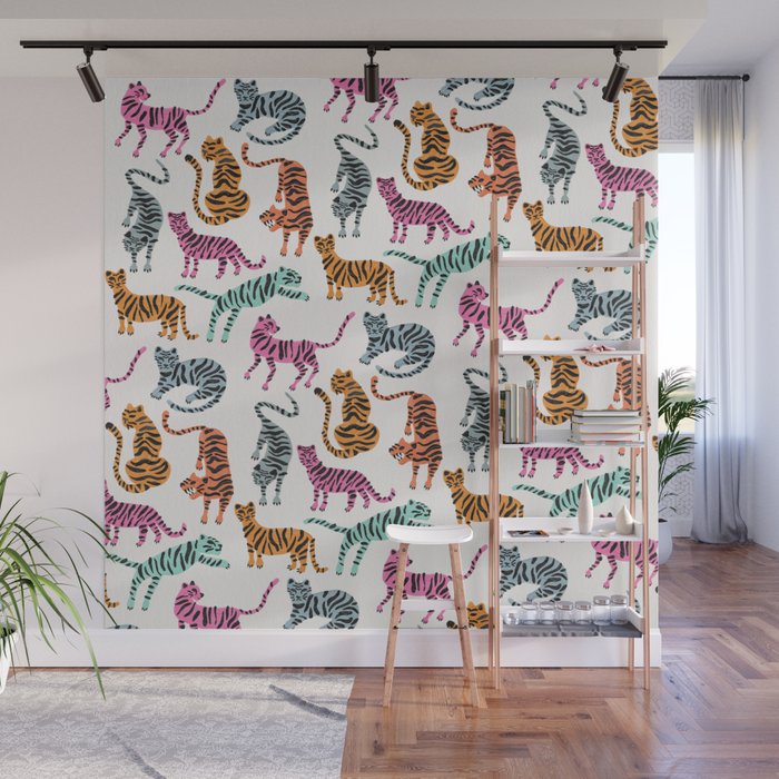 Tiger Collection - Pink & Blue Palette Wall Mural Gallery Image 1