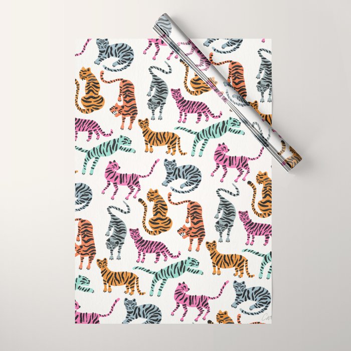 Tiger Collection - Pink & Blue Palette Wrapping Paper Gallery Image 1
