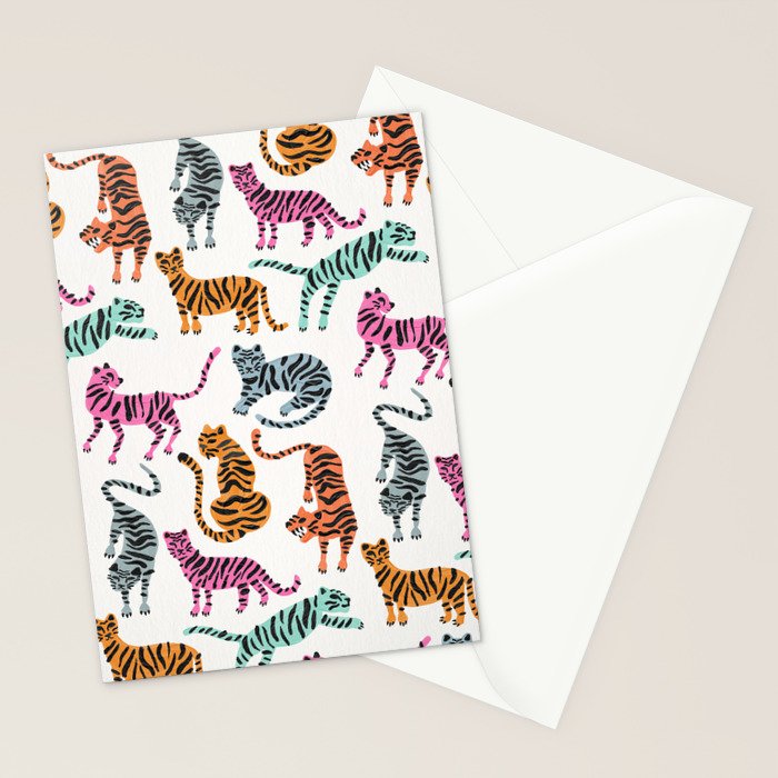 Tiger Collection - Pink & Blue Palette Stationery Card Gallery Image 2