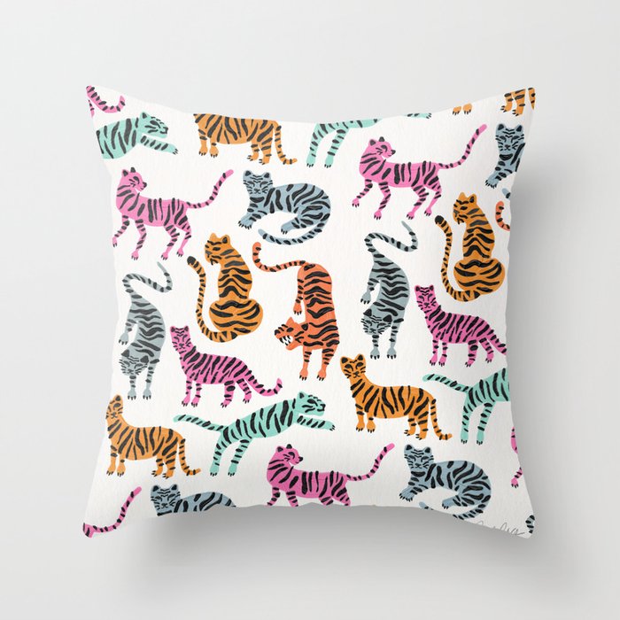 Tiger Collection - Pink & Blue Palette Throw Pillow Gallery Image 6