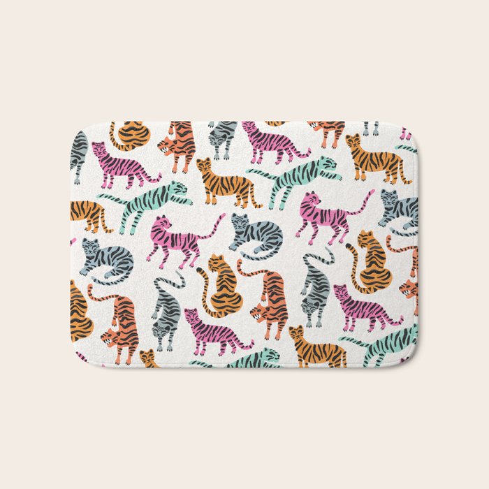 Tiger Collection - Pink & Blue Palette Bath Mat Gallery Image 1