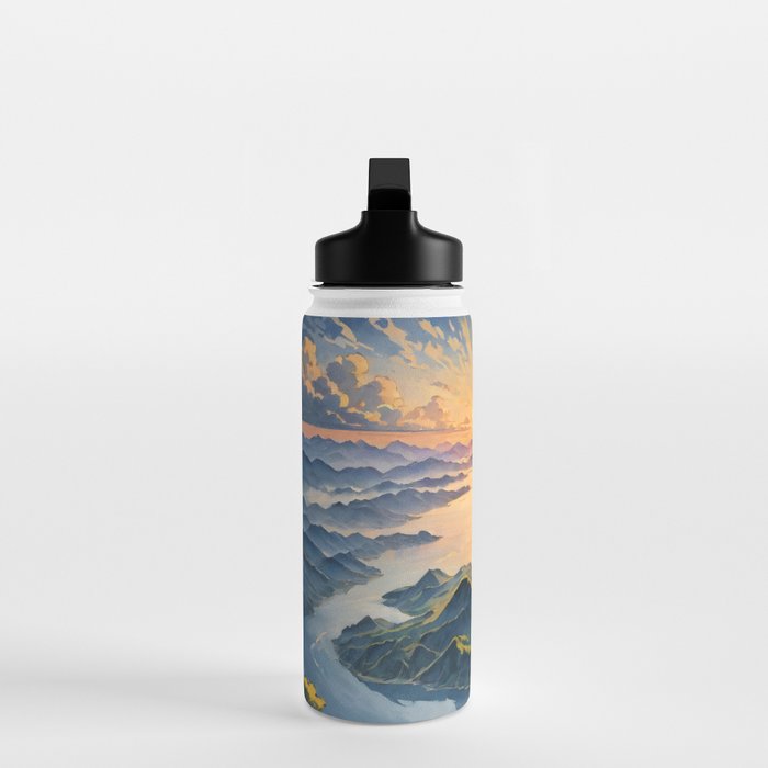 Awoke - A Contemporary Ukiyo-e Nature Landscape Water Bottle Gallery Image 3