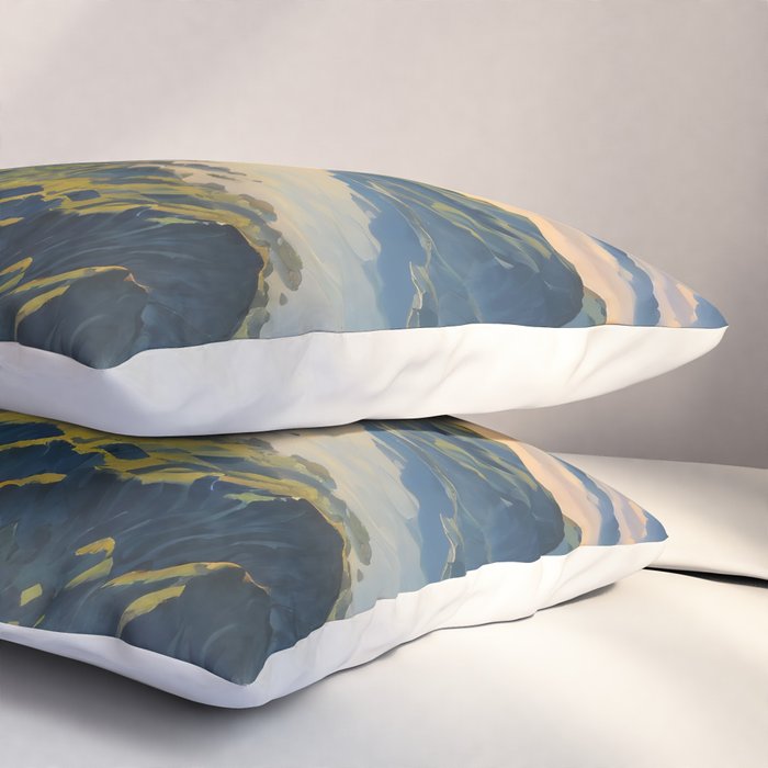 Awoke - A Contemporary Ukiyo-e Nature Landscape Pillow Sham Gallery Image 3
