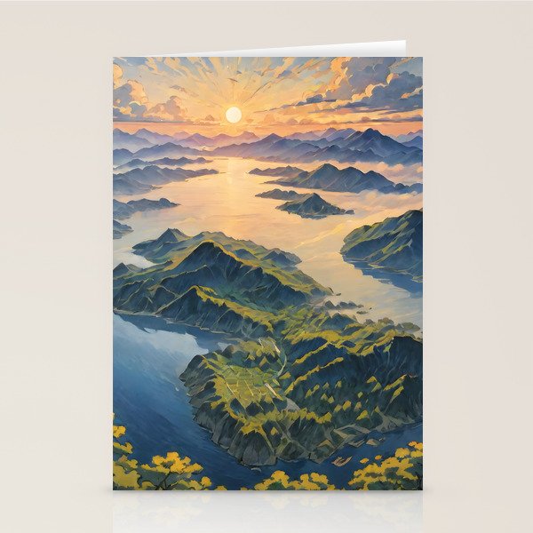 Awoke - A Contemporary Ukiyo-e Nature Landscape Stationery Card Gallery Image 1