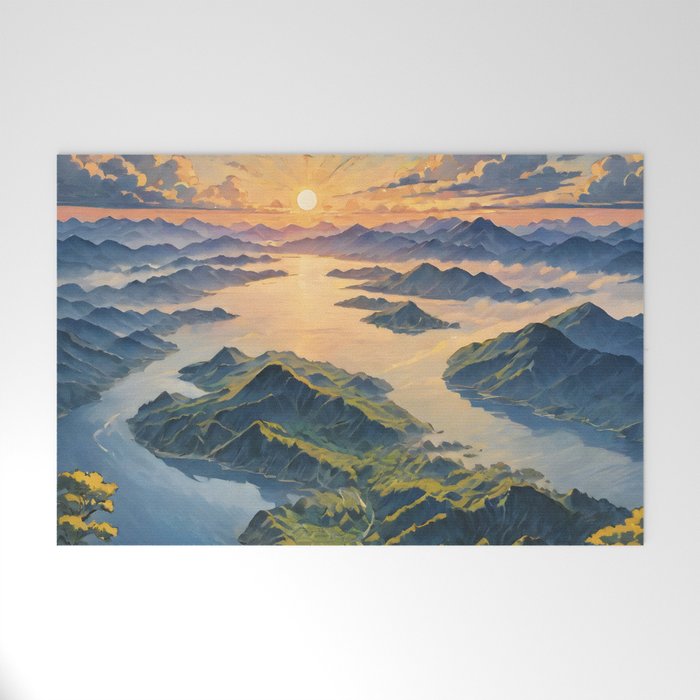Awoke - A Contemporary Ukiyo-e Nature Landscape Welcome Mat Gallery Image 1
