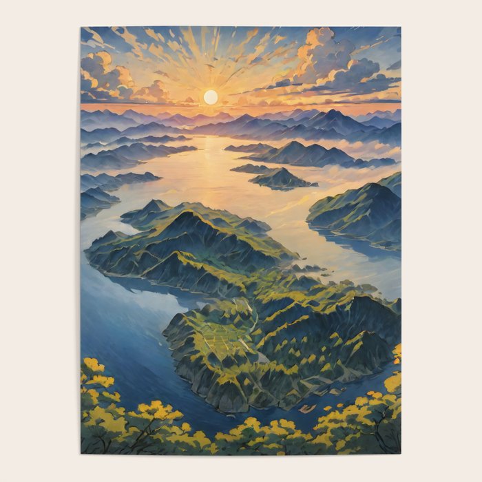 Awoke - A Contemporary Ukiyo-e Nature Landscape Poster Gallery Image 4