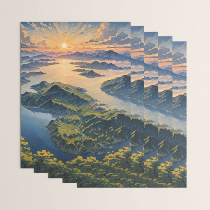 Awoke - A Contemporary Ukiyo-e Nature Landscape Wrapping Paper Gallery Image 3