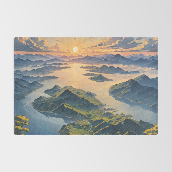 Awoke - A Contemporary Ukiyo-e Nature Landscape Rug Gallery Image 2