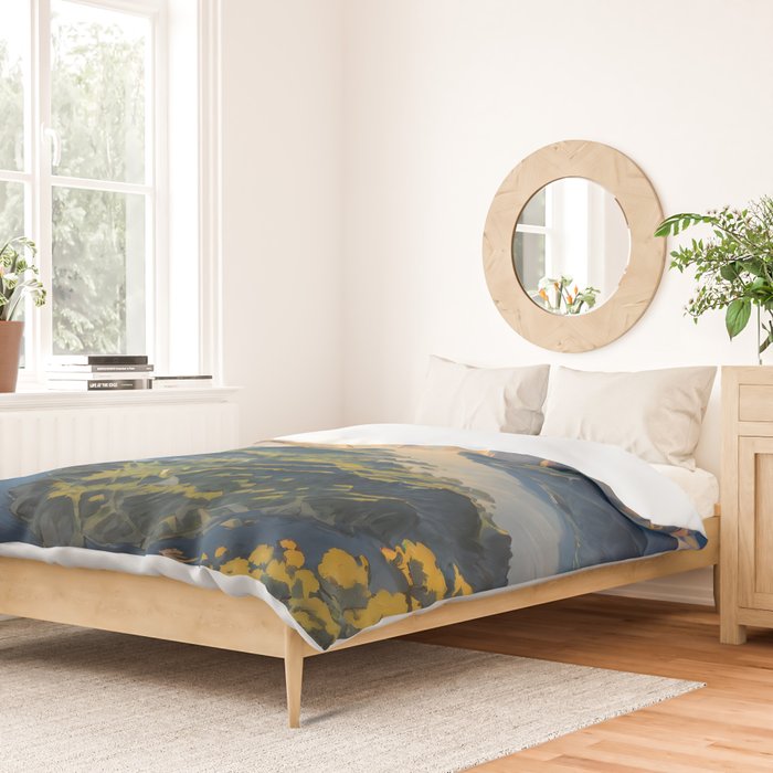 Awoke - A Contemporary Ukiyo-e Nature Landscape Duvet Cover Gallery Image 2