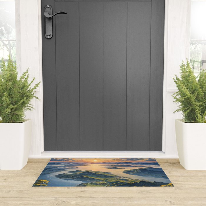 Awoke - A Contemporary Ukiyo-e Nature Landscape Welcome Mat Gallery Image 3