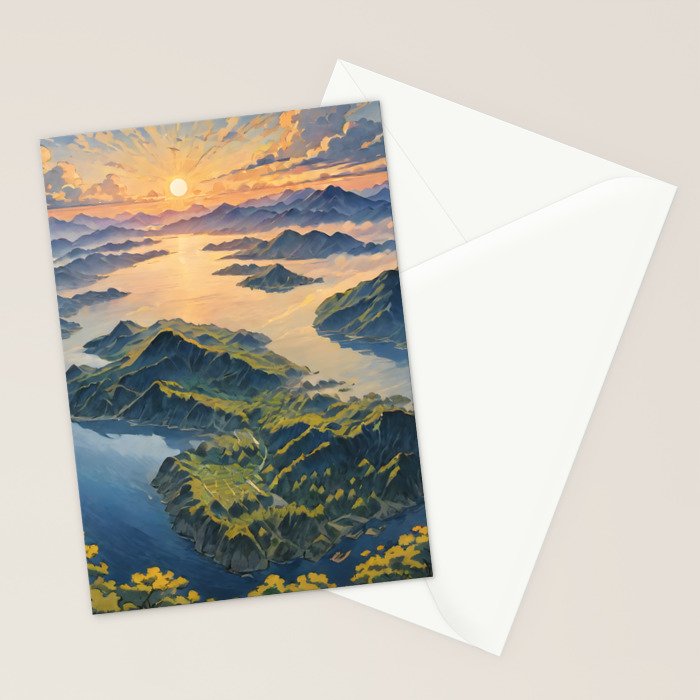 Awoke - A Contemporary Ukiyo-e Nature Landscape Stationery Card Gallery Image 2