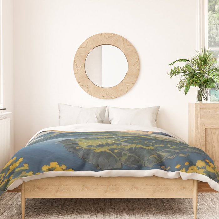 Awoke - A Contemporary Ukiyo-e Nature Landscape Duvet Cover Gallery Image 3