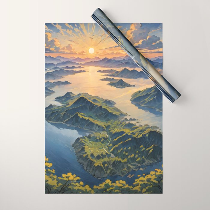Awoke - A Contemporary Ukiyo-e Nature Landscape Wrapping Paper Gallery Image 1