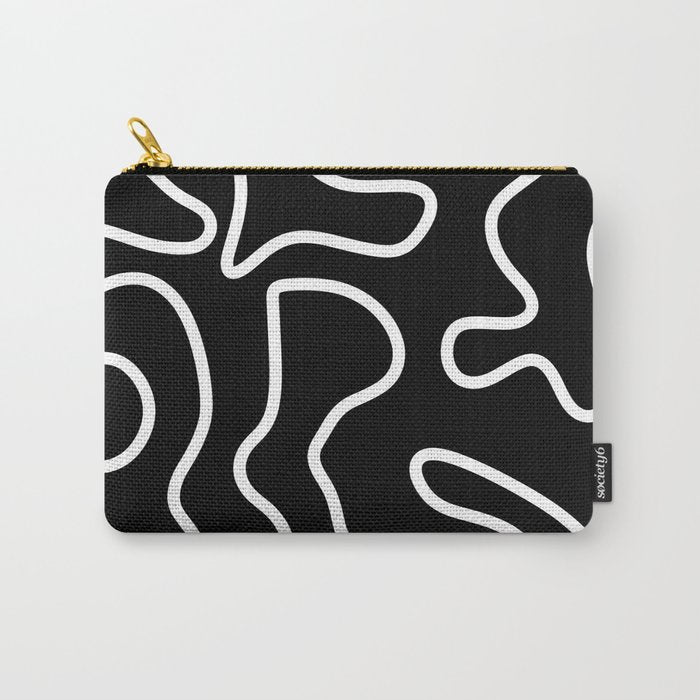 Squiggle Maze Minimalist Abstract Pattern in White and Black Carry All Pouch Gallery Image 1