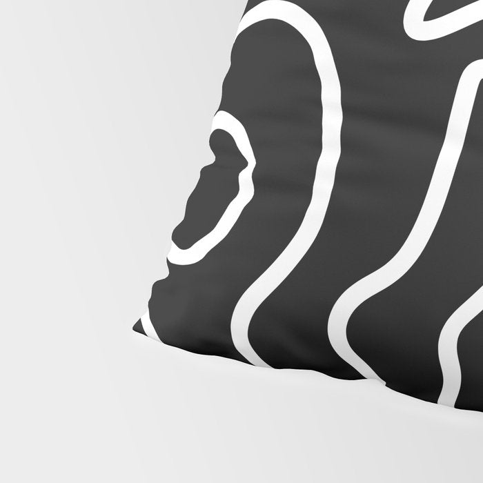 Squiggle Maze Minimalist Abstract Pattern in White and Black Pillow Sham Gallery Image 4