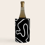 Squiggle Maze Minimalist Abstract Pattern in White and Black Wine Chiller Gallery Image 3