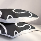 Squiggle Maze Minimalist Abstract Pattern in White and Black Pillow Sham Gallery Image 3