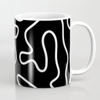 Squiggle Maze Minimalist Abstract Pattern in White and Black Coffee Mug Gallery Image 1