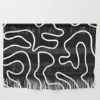 Squiggle Maze Minimalist Abstract Pattern in White and Black Wall Hanging Gallery Image 1