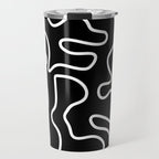 Squiggle Maze Minimalist Abstract Pattern in White and Black Travel Mug Gallery Image 1