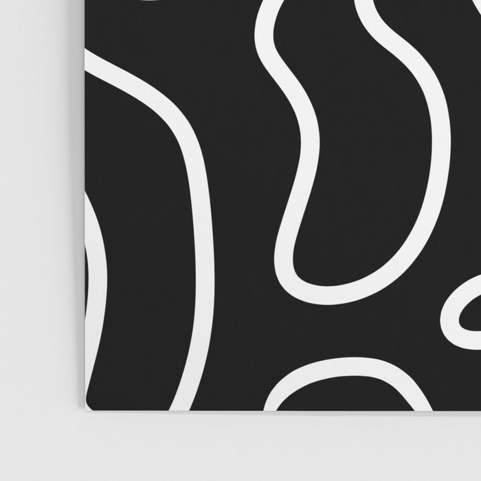 Squiggle Maze Minimalist Abstract Pattern in White and Black Poster Gallery Image 3