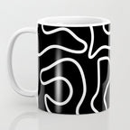 Squiggle Maze Minimalist Abstract Pattern in White and Black Coffee Mug Gallery Image 3