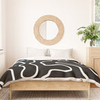 Squiggle Maze Minimalist Abstract Pattern in White and Black Duvet Cover Gallery Image 3