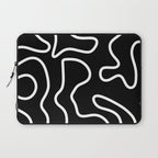 Squiggle Maze Minimalist Abstract Pattern in White and Black Laptop Sleeve Gallery Image 1