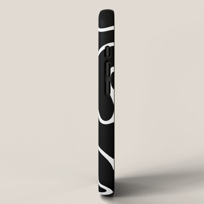Squiggle Maze Minimalist Abstract Pattern in White and Black iPhone Case Gallery Image 2