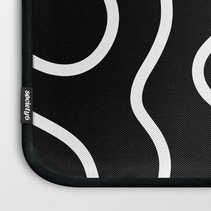 Squiggle Maze Minimalist Abstract Pattern in White and Black Laptop Sleeve Gallery Image 3