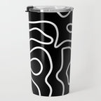 Squiggle Maze Minimalist Abstract Pattern in White and Black Travel Mug Gallery Image 3