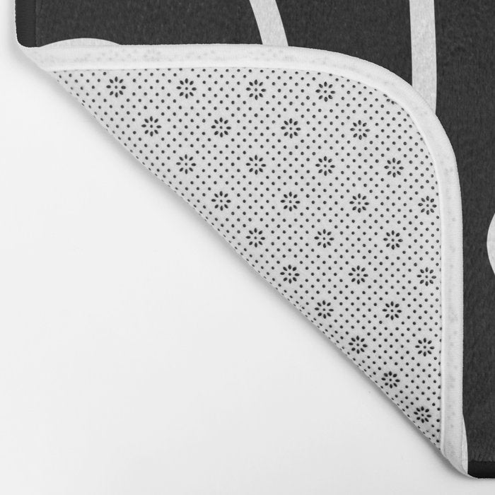 Squiggle Maze Minimalist Abstract Pattern in White and Black Bath Mat Gallery Image 2