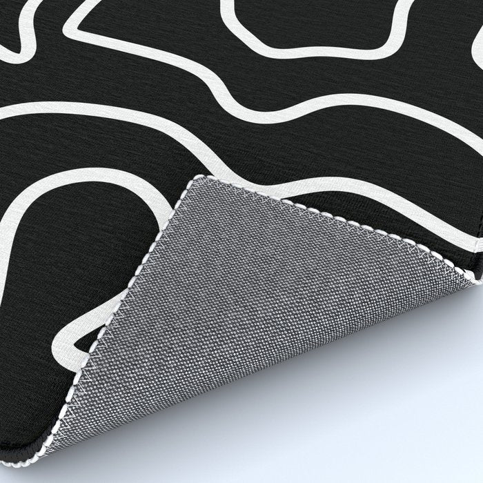 Squiggle Maze Minimalist Abstract Pattern in White and Black Rug Gallery Image 4
