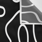Squiggle Maze Minimalist Abstract Pattern in White and Black Wall Tapestry Gallery Image 3